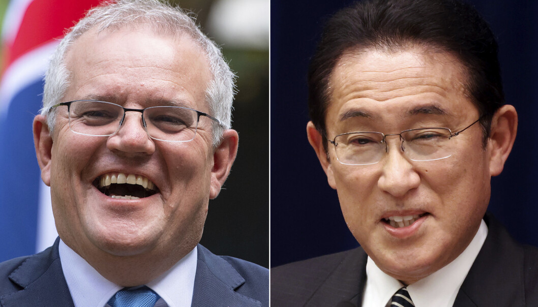 SAMARBEID: Den australske statsministeren Scott Morrison og den japanske statsministeren Fumio Kishida. SAMARBEID: Den australske statsministeren Scott Morrison og den japanske statsministeren Fumio Kishida.
