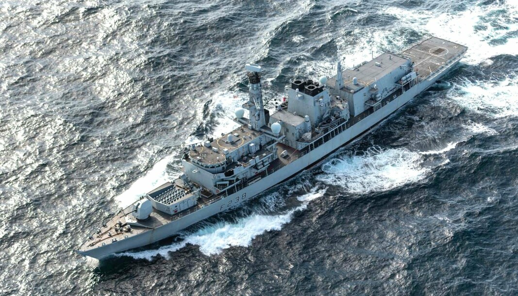 TRAFF UBÅT: Fregatten HMS Northumberland som traff en russisk ubåt med slepesonar i 2020. TRAFF UBÅT: Fregatten HMS Northumberland som traff en russisk ubåt med slepesonar i 2020.