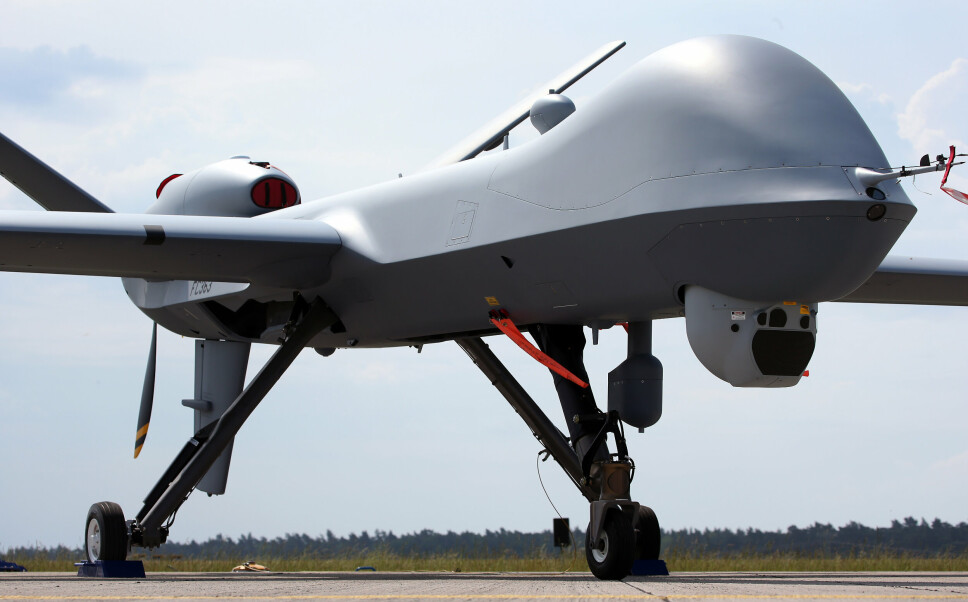 PREDATOR-DRONE: De skulle gjøre krig mindre farlig. Men avisen The New York Times avslører at USAs dronekrigføring i Syria og Irak har vært preget av dødelige feil. Her er en MQ9 Predator-drone utstilt i Berlin i 2016.