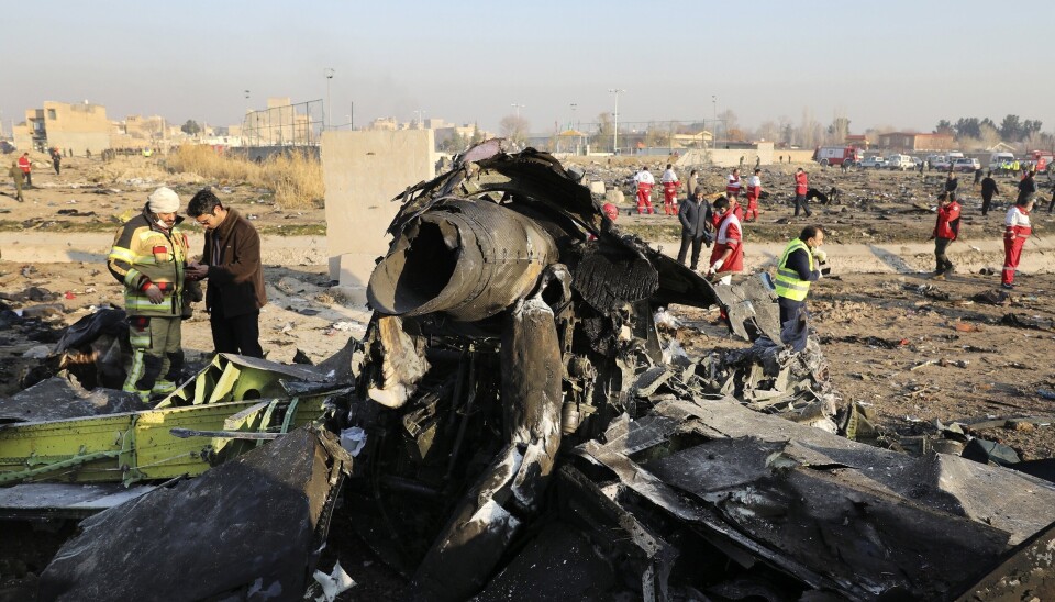 SKUTT NED: Flight PS752 ble for to år siden skutt ned av to iranske missiler og 176 mennesker mistet livet. Bildet viser vrakrester utenfor Teheran i januar 2020.