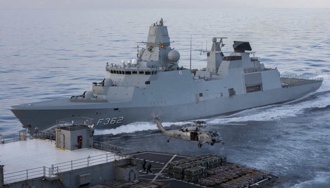 TIL BALTIKUM: Den danske fregatten HDMS Peter Willemoes under en øvelse med amerkanske styrker. Nå sendes skipet til Østersjøen i forbindelse med den spente situasjonen i Ukraina. TIL BALTIKUM: Den danske fregatten HDMS Peter Willemoes under en øvelse med amerkanske styrker. Nå sendes skipet til Østersjøen i forbindelse med den spente situasjonen i Ukraina.
