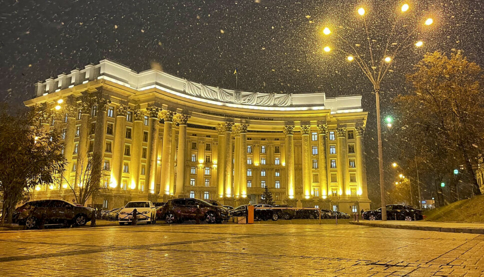 DATAANGREP: Det ukrainske utenriksdepartementet i Kiev. Dataangrepet førte til at regjeringens nettsider mistet nettforbindelsen. Samtidig skal landets datasystemer ha blitt infisert med skadelig programvare.