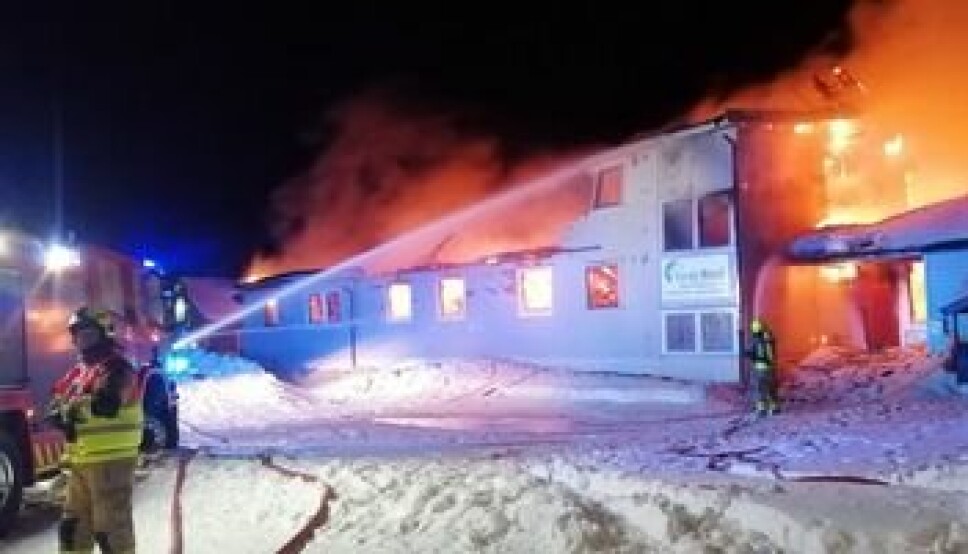 BRANT NED: Natt til lørdag 15. januar var det full fyr i Vardø Motell.