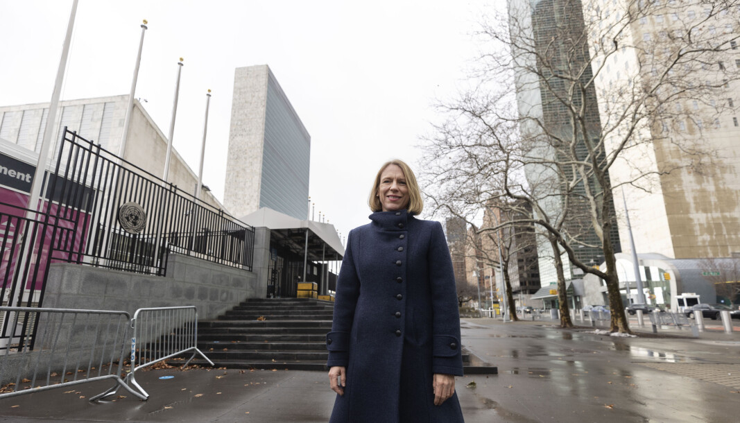 NEW YORK: Utenriksminister Anniken Huitfeldt utenfor FN-hovedkvarteret i New York mandag. NEW YORK: Utenriksminister Anniken Huitfeldt utenfor FN-hovedkvarteret i New York mandag.