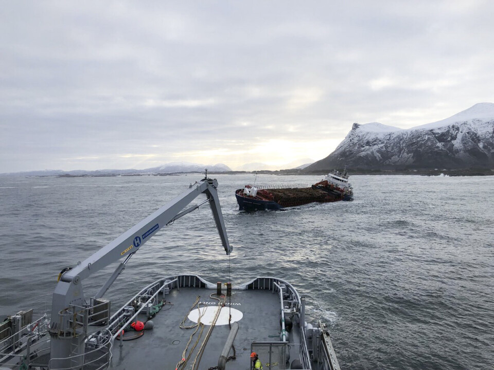 2019: Mandag var KV Harstad ute på oppdrag mandag for å slepe 'Melinda'. Dette bildet er fra 2019, da KV Harstad bistod med å klargjøre Hagland Captain for slep i Hustadvika etter at det fikk motorstopp i 2019.