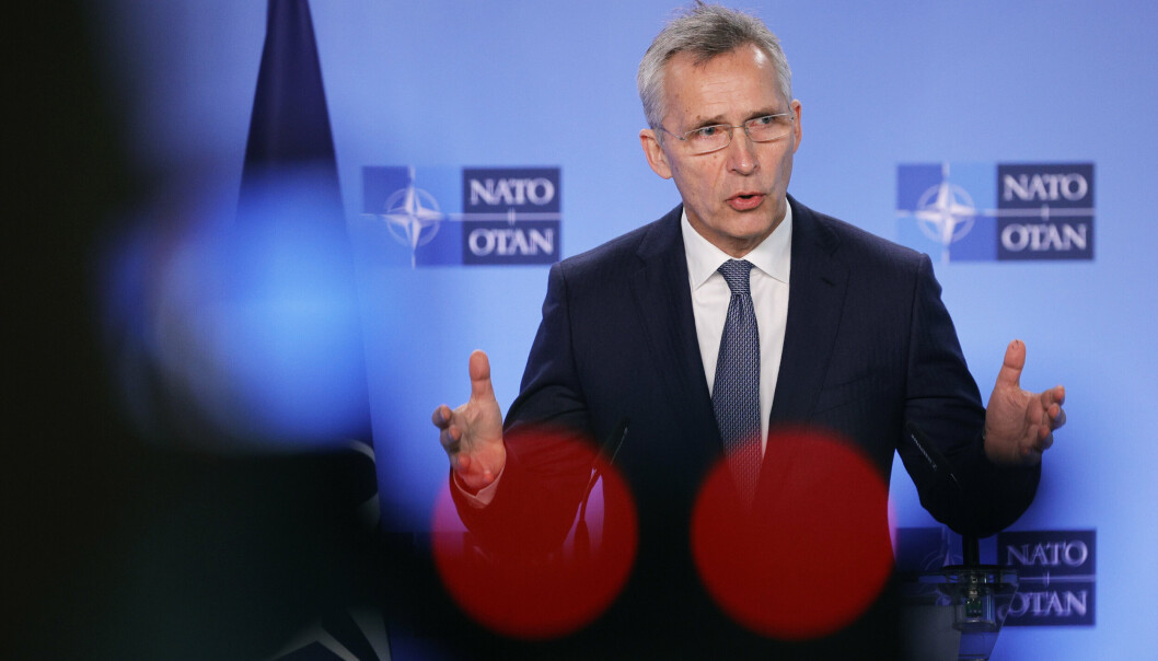 LEDER: Nato-sjef Jens Stoltenberg under en pressekonferanse i Brussel tidligere denne måneden.