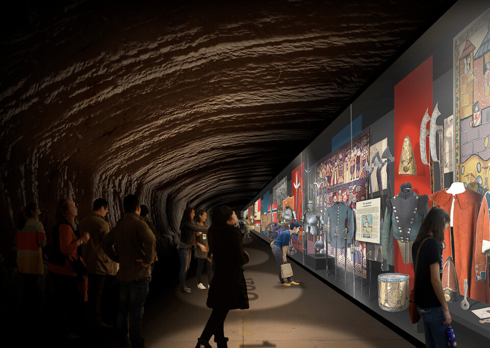 SER MULIGHETER: En foreslått utstillingstunnel skal danne et unikt oppbevaringssted for gjenstander og skaper en stemningsfull hvelvlignende opplevelse for de besøkende. De imponerende samlingene vil få en verdig utstilling, heter det i mulighetsstudien for Akershus festning.
