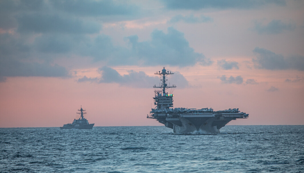 AMERIKANSK KOMMANDO: KNM Fridtjof Nansen har vært en del av den amerikanske flåtestyrken Carrier Strike Group 8 siden desember i fjor. AMERIKANSK KOMMANDO: KNM Fridtjof Nansen har vært en del av den amerikanske flåtestyrken Carrier Strike Group 8 siden desember i fjor.