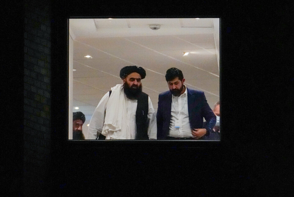 I OSLO: Representanter for Taliban på Soria Moria hotell i Oslo, der de hadde samtaler med vestlige representanter om menneskerettigheter og nødhjelp. Bildet er fra 23. januar.