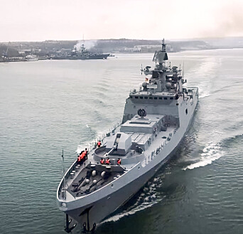 Bildet er fra det Russiske forsvardepartementet og viser frigatten Admiral Essen. Bildet er fra det Russiske forsvardepartementet og viser frigatten Admiral Essen.