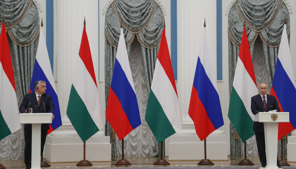BESØK: Ungarns statsminister Viktor Orban har vært på besøk hos president Vladimir Putin i Moskva.