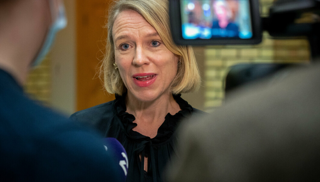 IKKE NOK: Utenriksminister Anniken Huitfeldt møtte pressen på Stortinget den 14. januar 2022 om den spente situasjonen i Ukraina. Nå mener den ukrainske ambassadøren at Norge ikke gjør nok.