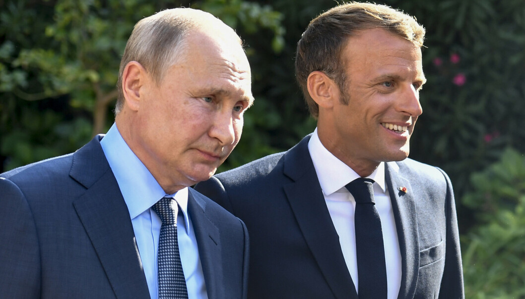 MØTE: Russlands president Vladimir Putin og Frankrikes president Emmanuel Macron, her sammen i 2019.