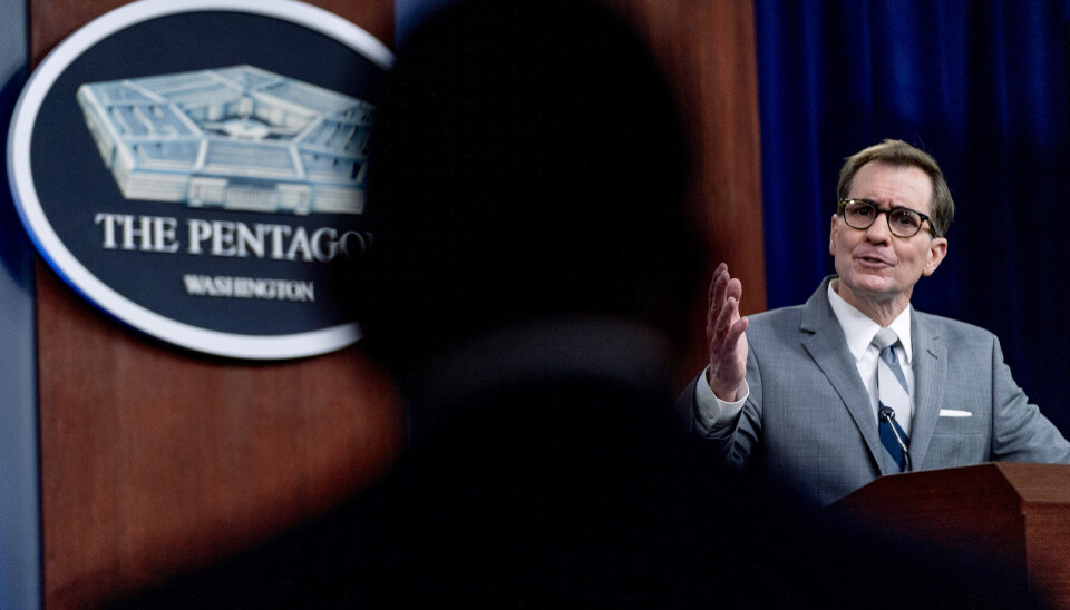 TREKKER TILBAKE SOLDATER: Pentagon-talsmann John Kirby på en pressekonferanse onsdag. Kirby opplyser lørdag at USA trekker tilbake 160 soldater fra Ukraina.
