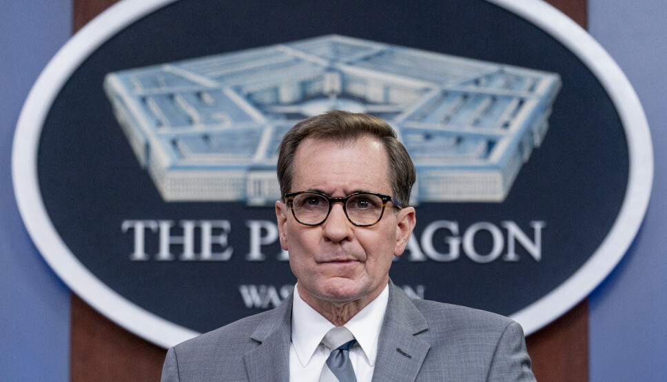 ETTER SAMTALE: Pentagon-talsmann John Kirby mener det ikke er grunn til optimisme etter at Joe Biden og Vladimir Putin snakket sammen lørdag.