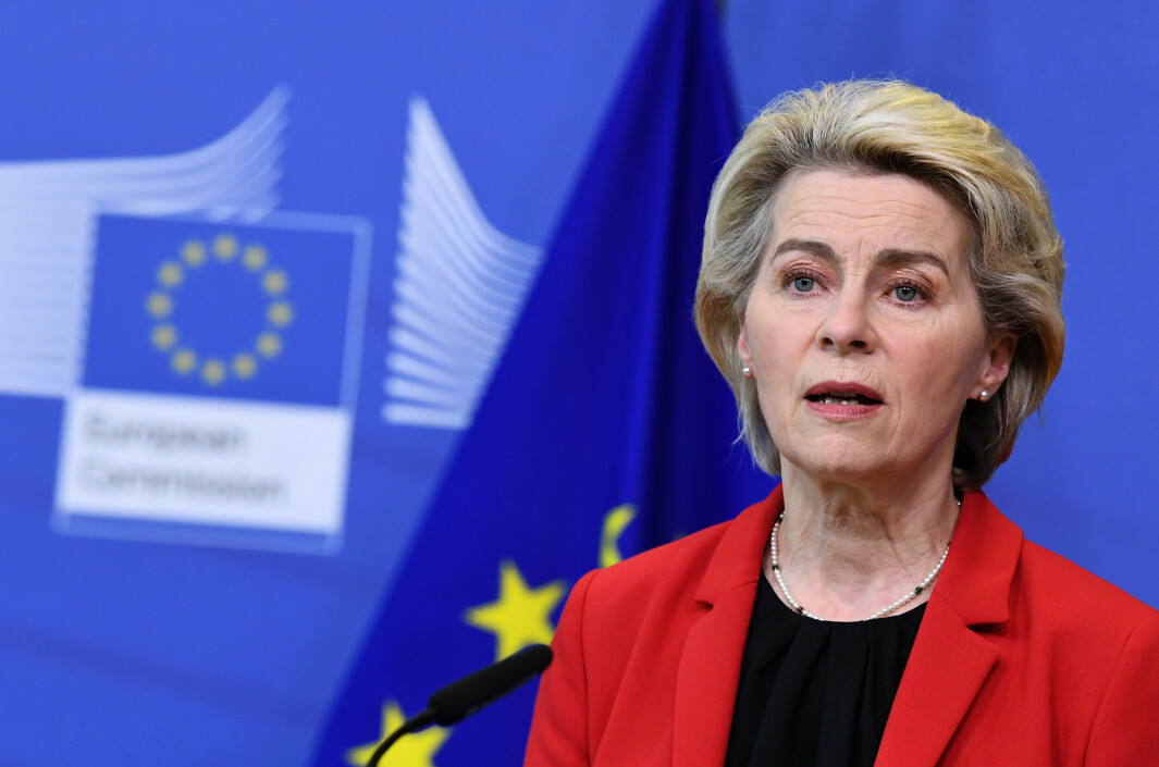 PLAN: EU-kommisjonens president Ursula von der Leyen avgir en uttalelse om EUs økonomiske støtte til Ukraina ved EUs hovedkvarter i Brussel, mandag 24. januar.