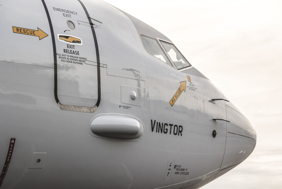 NORSK: Poseidon-flyet ved navn Vingtor var det første maritime overvåkningsflyet av typen P-8 som Norge overtok fra fabrikken i Seattle. Dette blir igjen i statene en stund til, mens 'broren' Viking flyr mot Norge onsdag.