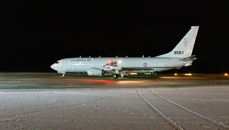 P-8: Det første av fem P-8 Poseidon overvåkningsfly landet på Evenes torsdag 24. februar 2022.