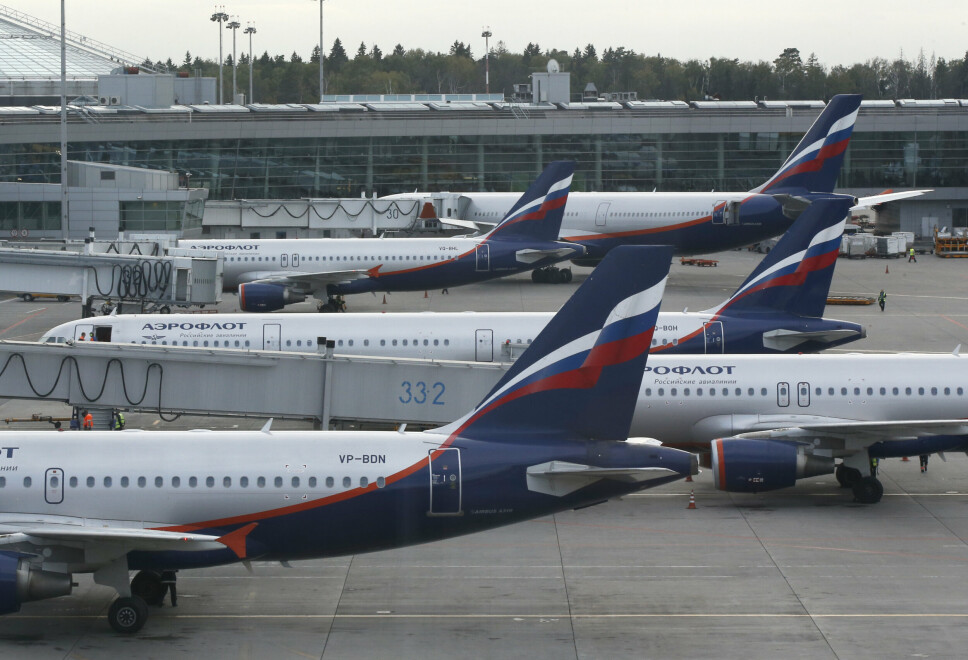STENGER LUFTROMMET: Fly fra Aeroflot parkert utenfor Moskva. Land etter land i EU stenger nå luftrommet for russiske fly.