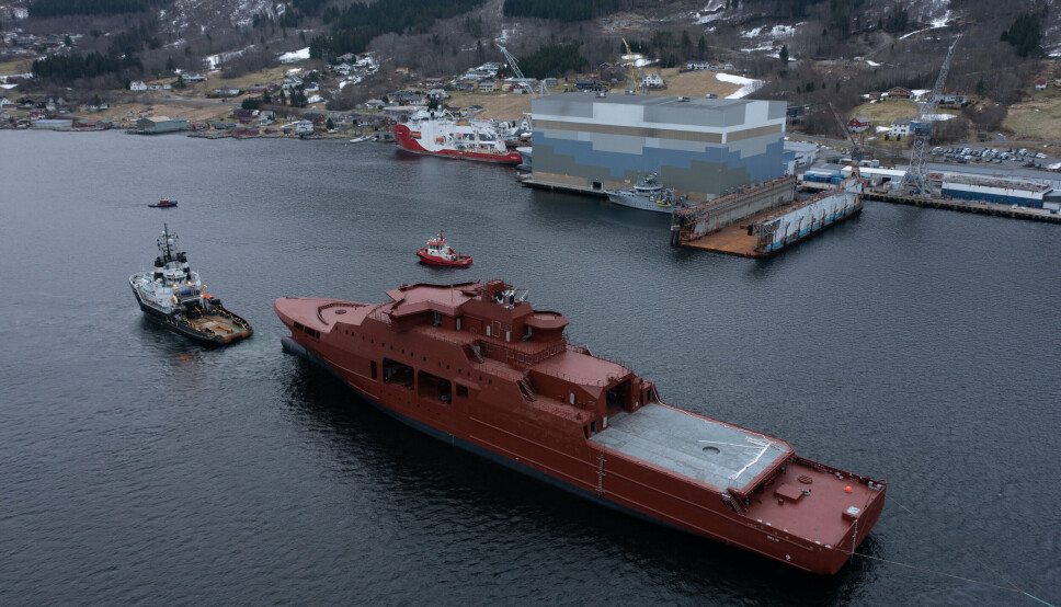KV BJØRNØYA: Kystvaktfartøyet KV Bjørnøya som er produsert av Vard i Romania ankom denne uka Tomrefjord i Norge
