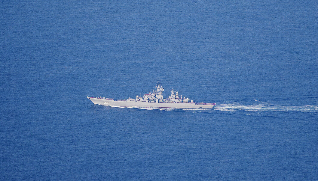 FRA LUFTEN: Det russiske fartøyet av Kirov-klassen, RFS 099 «Piotr Velikij». FRA LUFTEN: Det russiske fartøyet av Kirov-klassen, RFS 099 «Piotr Velikij».