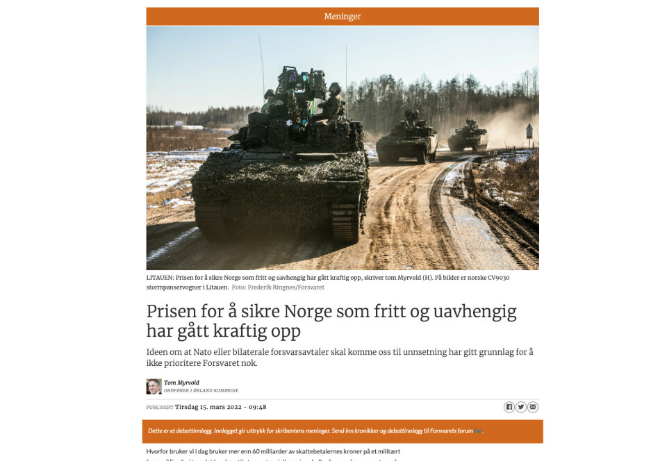 Forsvarets forum beklager