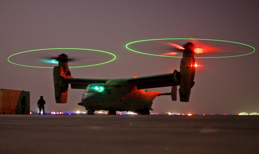 IRAK: Et Osprey V-22 på en base vest i Irak i 2008. IRAK: Et Osprey V-22 på en base vest i Irak i 2008.