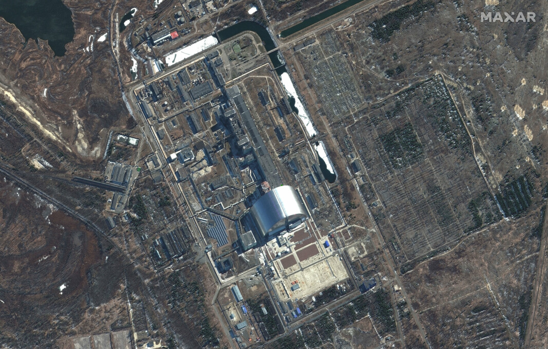 RADIOAKTIV: Satellittfoto som viser Tsjernobyl-anlegget tidligere denne måneden.