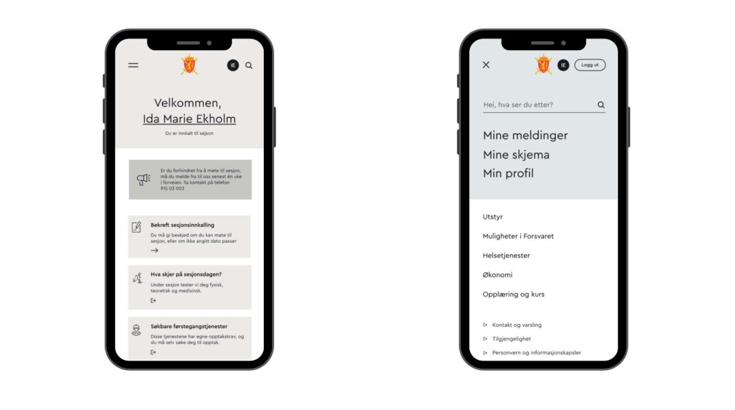 NOMINERT: Slik ser den digitale platformen «Min side» som Forsvaret er nominert for ut. NOMINERT: Slik ser den digitale platformen «Min side» som Forsvaret er nominert for ut.