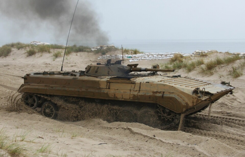 STORMPANSERVOGN: En polsk variant av BMP-1 fotografert i forbindelse med en øvelse.