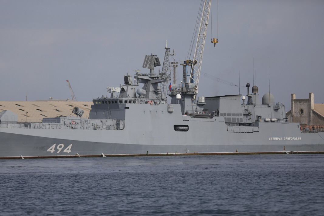FREGATT: Ifølge Tor Ivar Strømmen har Russland fregatter i Grigorovich-klassen i Svartehavet. Dette bildet er fra Port Sudan, der Russland har en marinebase. Bildet er fra 28. februar 2021. FREGATT: Ifølge Tor Ivar Strømmen har Russland fregatter i Grigorovich-klassen i Svartehavet. Dette bildet er fra Port Sudan, der Russland har en marinebase. Bildet er fra 28. februar 2021.