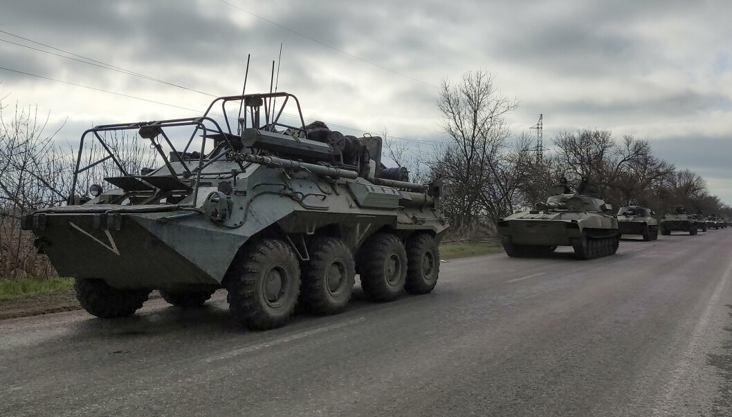 INVASJONSMAKT: Russiske styrker rullet inn i Ukraina 24. februar i år. Det russiske forsvarsbudsjettet økte med 2,9 prosent i fjor, men utgjorde likevel bare drøyt 8 prosent av USAs.