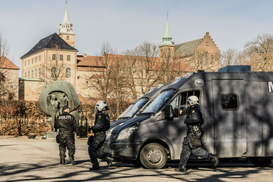 ØVELSE: Politiet under øvelsen på Akershus festning i april.