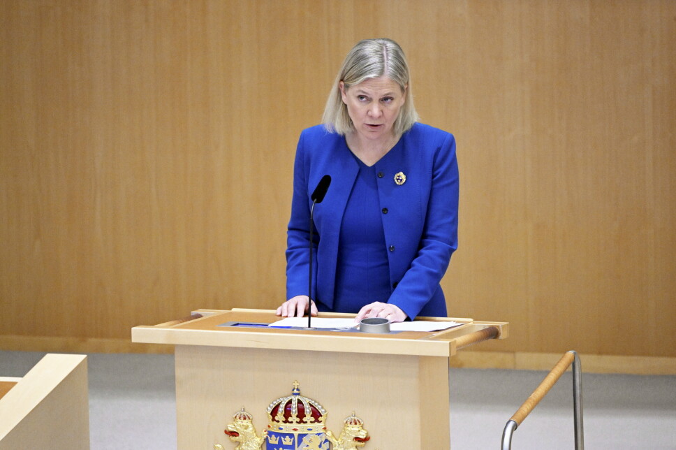 NATO-JA: Sveriges statsminister Magdalena Andersson mandag. Regjeringen har besluttet at landet skal søke om medlemskap i Nato.