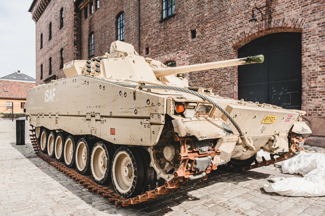 STRIDSVOGN: CV90 som har vært i bruk i Afghanistan. Dette er den norske versjonen av panservognen