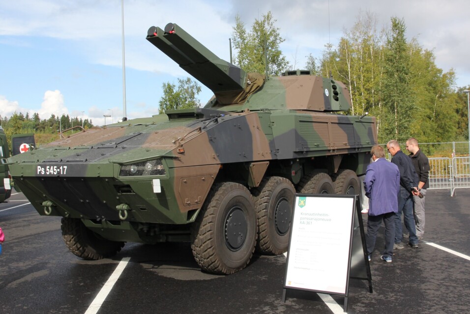BOMBEKASTER: Det nordiske bombekastersystemet AMOS påmontert på et Patria AMV-skrog.