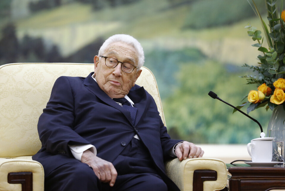 KISSINGER: Den tidligere amerikanske utenriksministeren Henry Kissinger avbildet i 2018 under et besøk i Kina.