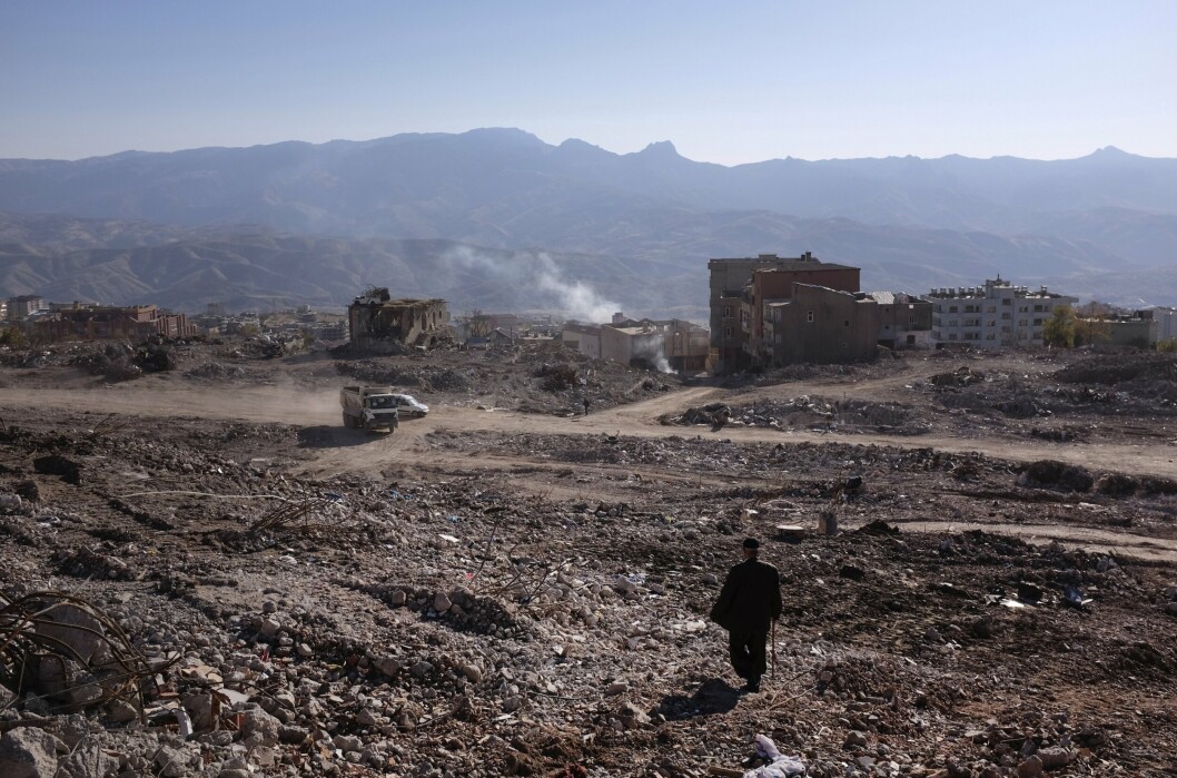 SIRNAK: Byen sørøst i Tyrkia lå delvis i ruiner etter en offensiv fra tyrkiske myndigheter mot medlemmer av PKK. Dette bildet er fra 2016.