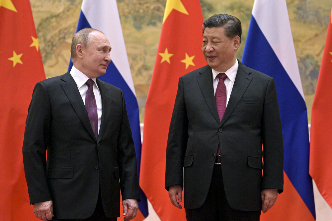 Russlands president Vladimir Putin og Kinas president Xi Jinping fotografert 4. mai i år.