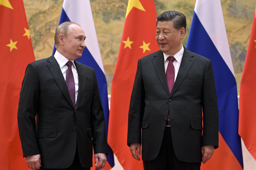 Russlands president Vladimir Putin og Kinas president Xi Jinping fotografert 4. mai i år. Russlands president Vladimir Putin og Kinas president Xi Jinping fotografert 4. mai i år.