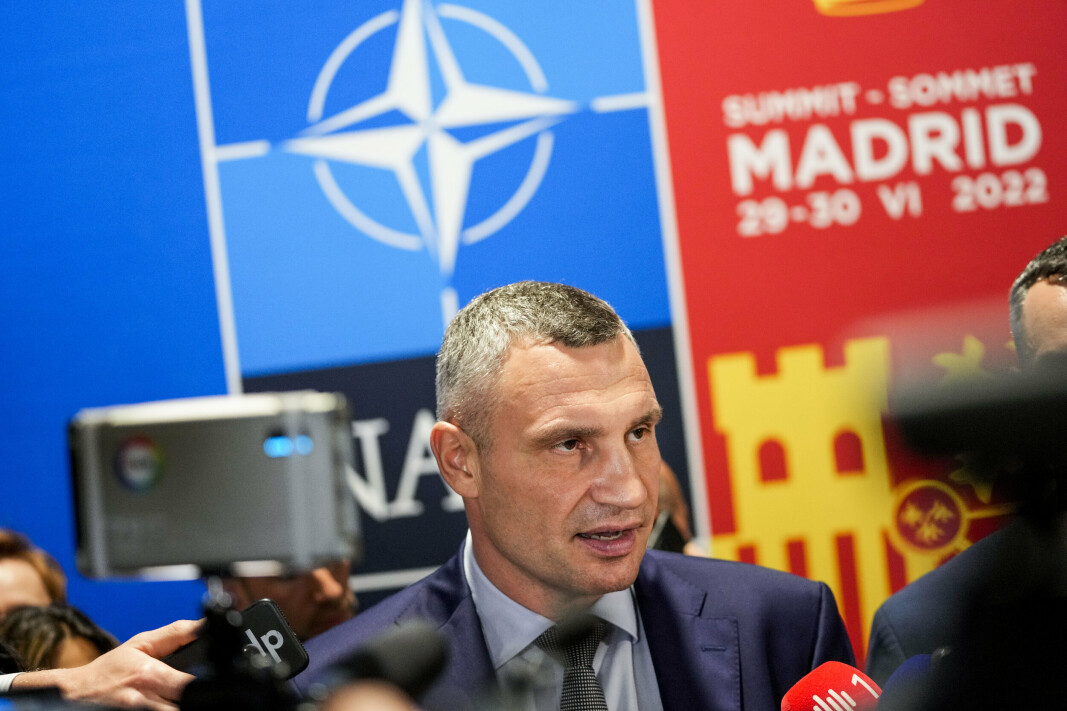 BER OM HJELP: Vitalij Klitsjko på Nato-toppmøtet i Madrid. Han ber om hjelp for å stanse krigen.