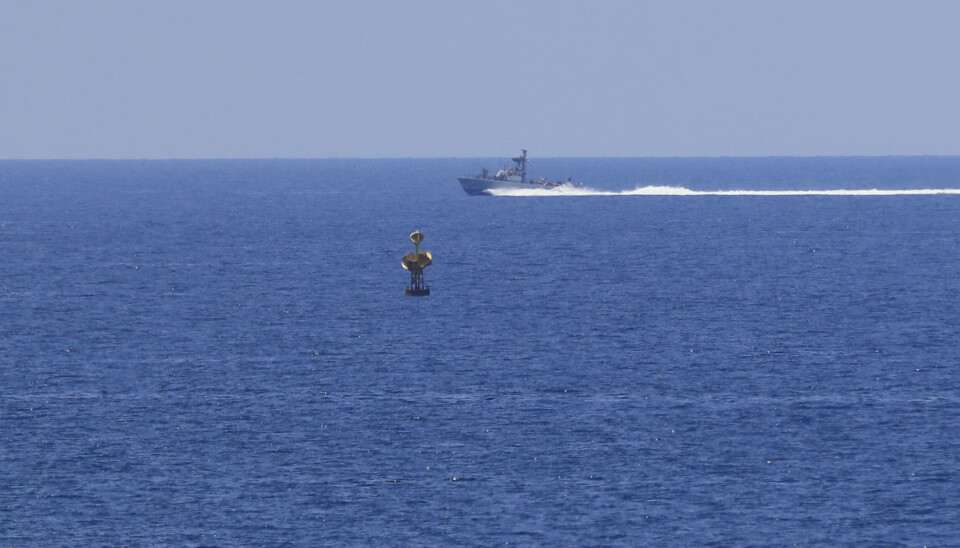 DRONER: Et israelsk marinefartøy på patruljeoppdrag i Middelhavet. Lørdag skjøt det israelske ned tre droner som Hizbollah-bevegelsen i Libanon hadde sendt mot et gassfelt.