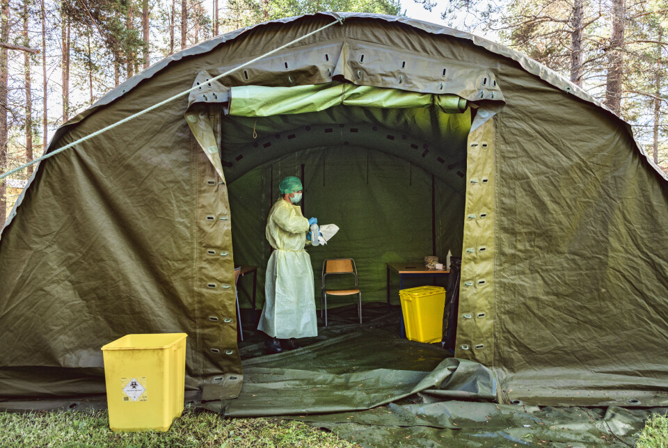PANDEMI: Slik så det ut på Skjold leir under innrykk i august 2020. Nå har Forsvaret undersøkt om pandemien hadde noen påvirkning på likestilling.
