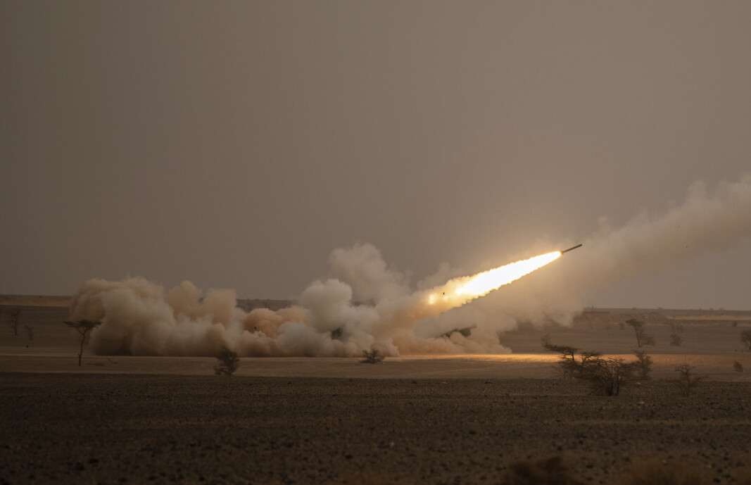 VÅPEN: High Mobility Artillery Rocket System (Himars) avfyres under militærøvelsen African Lion i Marocco, 2021. VÅPEN: High Mobility Artillery Rocket System (Himars) avfyres under militærøvelsen African Lion i Marocco, 2021.