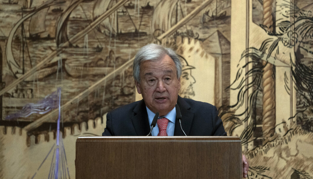 FORDØMMER: FNs generalsekretær António Guterres fordømmer Russlands angrep mot viktig havn i Odesa lørdag. FORDØMMER: FNs generalsekretær António Guterres fordømmer Russlands angrep mot viktig havn i Odesa lørdag.