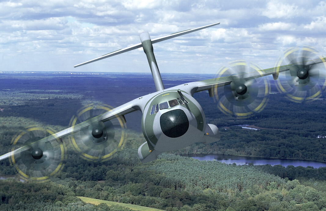 VANNBOMBER: Det taktiske transportflyet Airbus A400M skal være med på å senke skogbrannene i Europa med å slippe ut vannbomber. VANNBOMBER: Det taktiske transportflyet Airbus A400M skal være med på å senke skogbrannene i Europa med å slippe ut vannbomber.