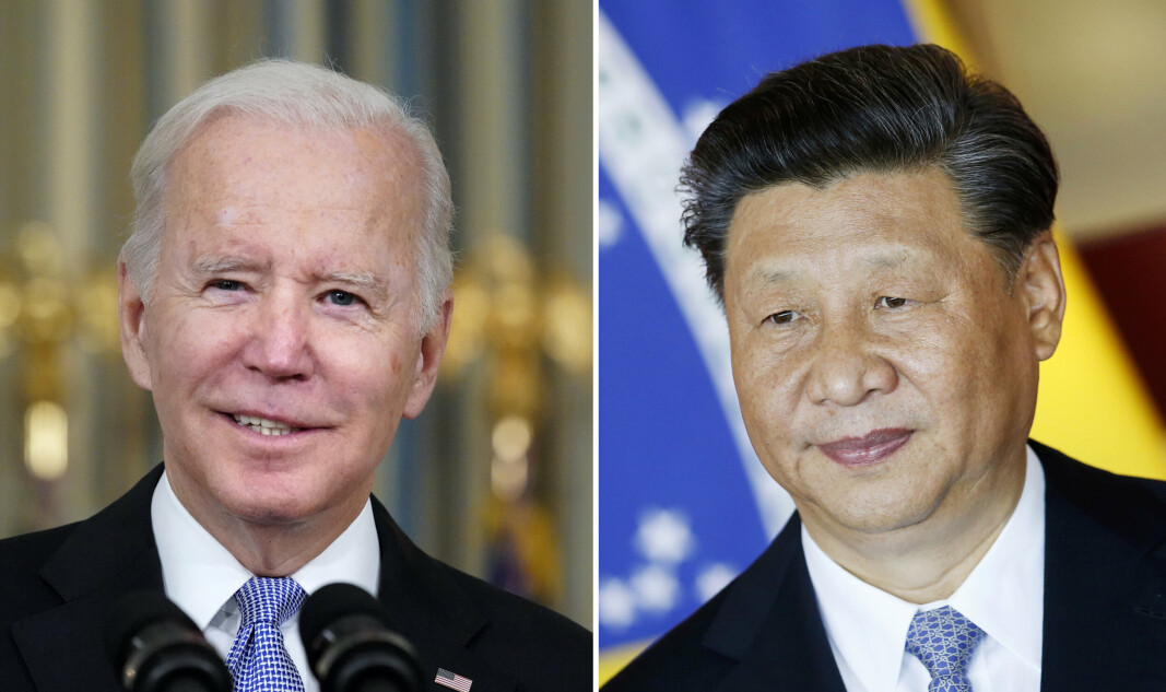 TO TIMER: Presidentene Joe Biden (t.v.) og Xi Jinping. De skal, ifølge Det hvite hus, ha snakket sammen i over to timer. Da ble det blant annet diskutert et møte ansikt til ansikt.