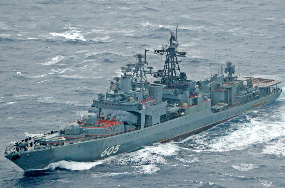 SJØFORSVAR: Den russiske destroyeren «Admiral Levchenko» er et av Russlands militære kjempeskip.