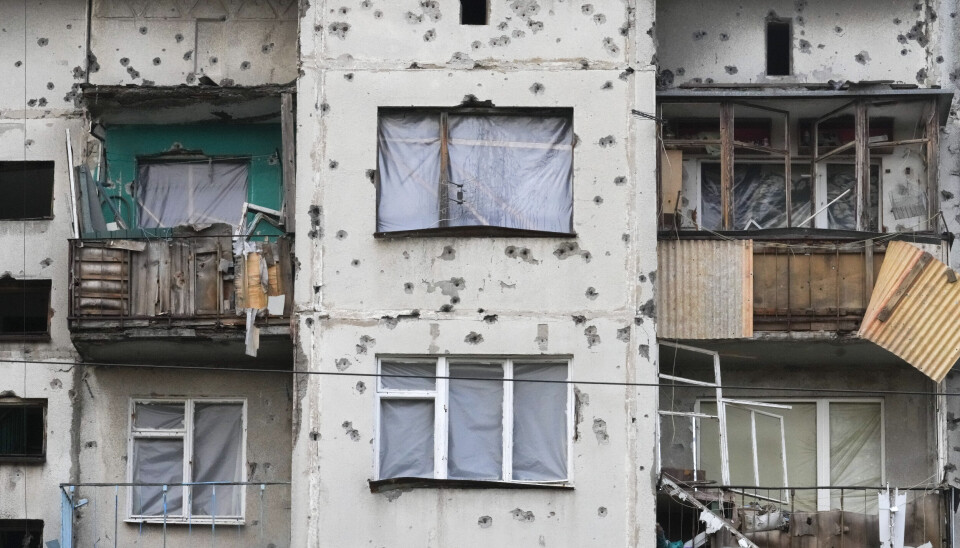 KRIG: En av mange ukrainske boligblokker preget av russisk angrep, sentralt i Slavyansk, Donetsk-regionen. 29. oktober 2022.