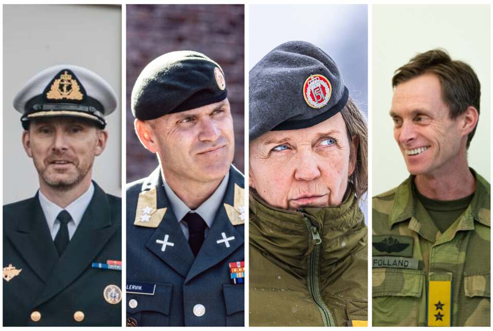 HEVER BEREDSKAPEN: Sjøforsvarets Rune Andersen, Hærens Lars Lervik, Heimevernets Elisabeth Michelsen og Luftforsvarets Rolf Folland kommenterer alle hvordan de iverksetter den hevede beredskapen i sine avdelinger.